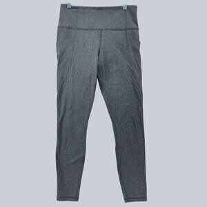 Athleta High-Waisted Heathered Gray Leggings With Side Pockets Women's M
